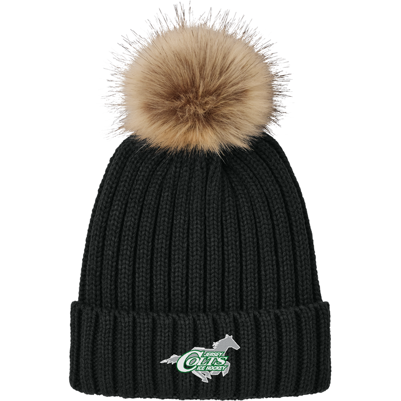 NJ Colts Faux Fur Pom Beanie