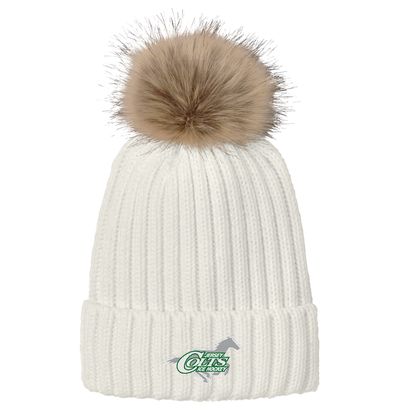 NJ Colts Faux Fur Pom Beanie