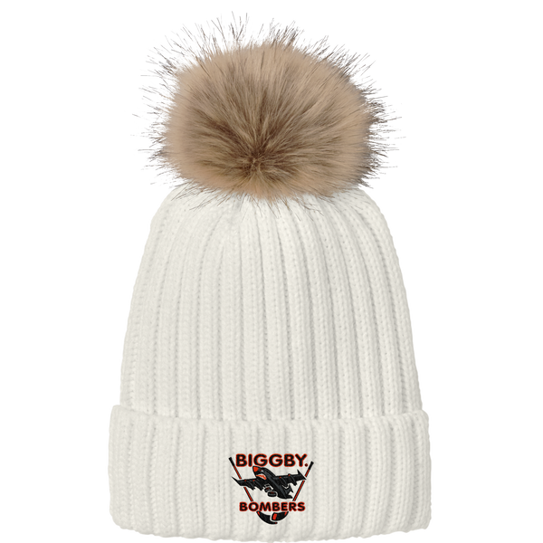 Biggby Bombers Faux Fur Pom Beanie