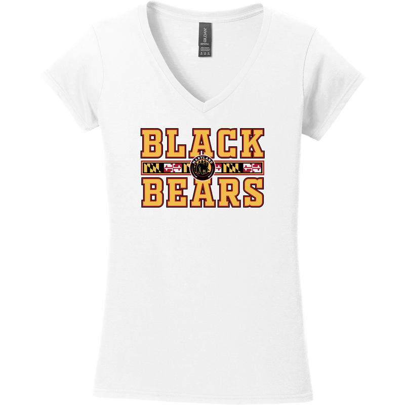 MD Jr. Black Bears Softstyle Ladies Fit V-Neck T-Shirt